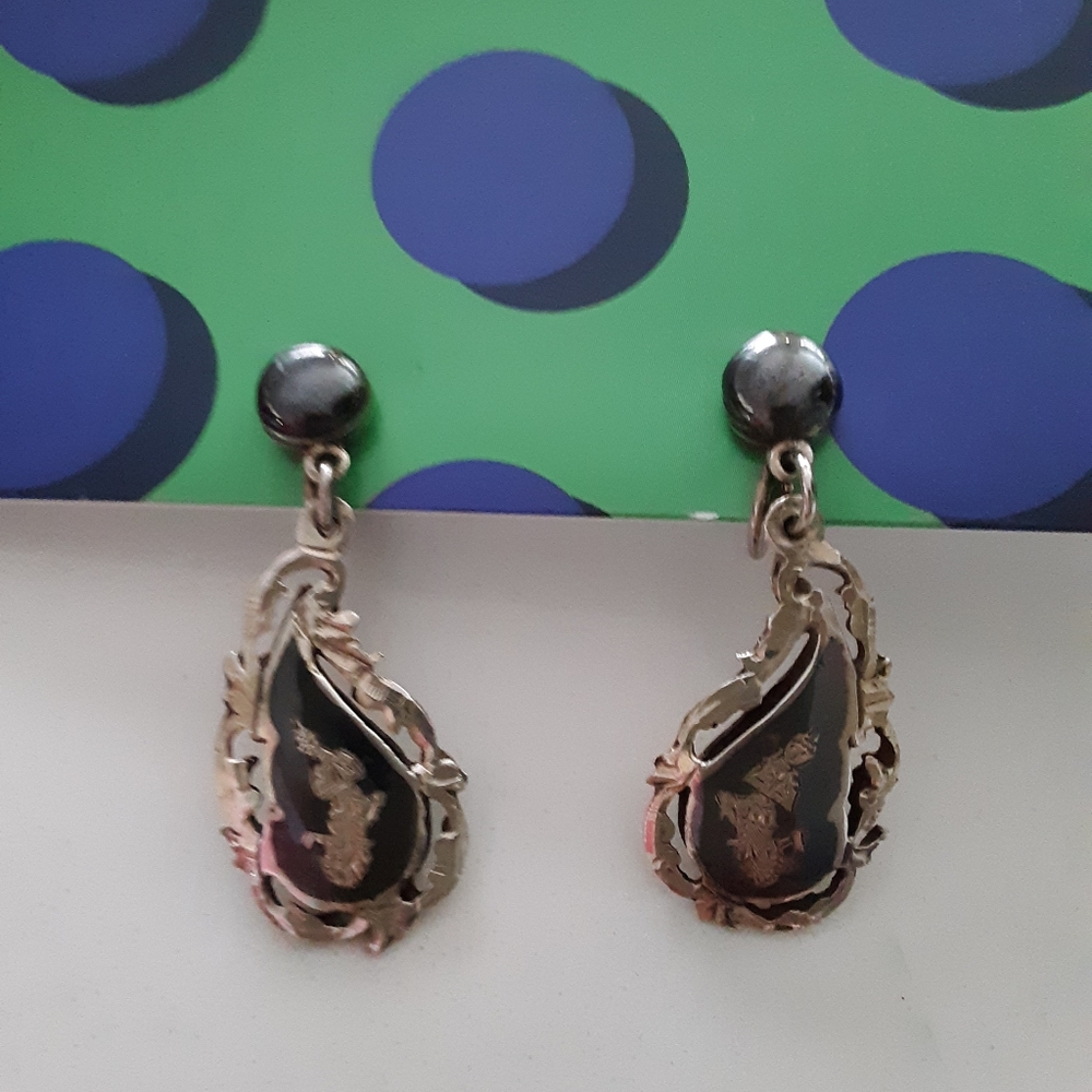 Vintage Siam Silver Earrings